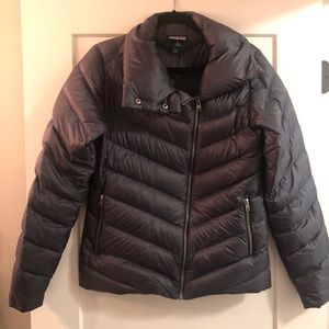 Navy Patagonia Down Cowl Neck Jacket